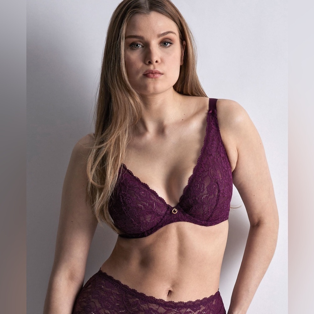 Aubade Paris Comfort Underwire Triangle Lace Bra Adjustable Lightly Lined Sz‎ 30
